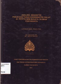 Image of Analisis Deskriptip Peran dan Tugas Koordinator Diklat di PPPPTK Seni Budaya Sleman Yogyakarta