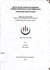 Image of Motif Dayak Kanayatn sebagai Sumber Inspirasi dalam Pembuatan Perhiasan Bahan Perak