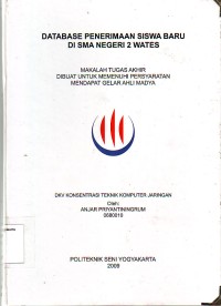 Image of Database Penerimaan Siswa Baru di SMA 2 Wates