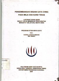 Image of Pengembangan Desain Gaya China pada Meja dan Kursi