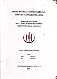 Image of Sistem Informasi Database Sekolah di MTsN Gondowulung Bantul