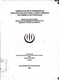 Image of Penerapan  Motif Reringgitan Sesajen Upacara Dewa Yadnya Sebagai Ide Pembuatan Perhiasan